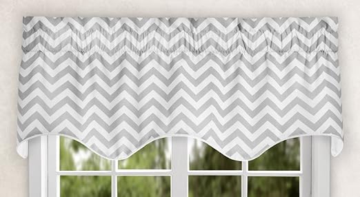 Amazon Com Ellis Curtain Reston Chevron Stripe Lined Scallop
