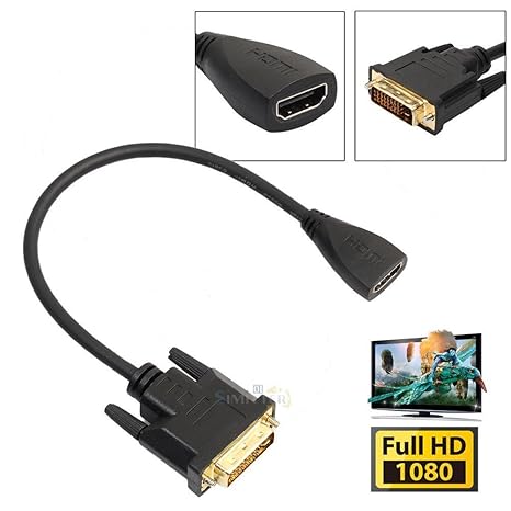 HDMI a DVI-D cable, h-come 1 pies HDMI hembra a DVI-D macho ...