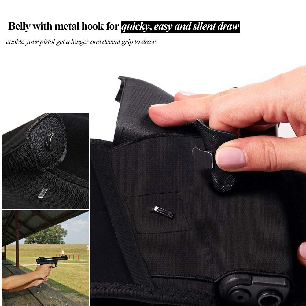 Belly Band Holster Tactical Waistband for Men Women Concealed Carry Pistols with Adjustable Comfortable Elastic Belt, Extra Pouch Invisible, Girdle Fit Hand Guns Stealthcarry
