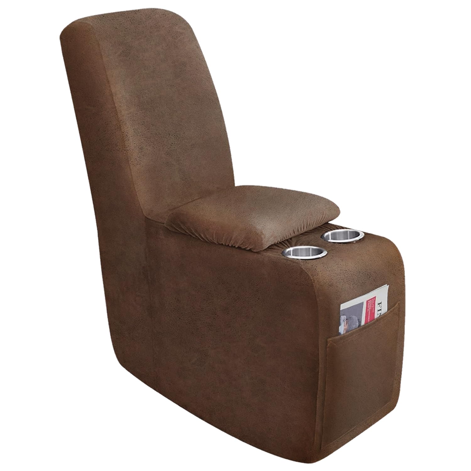 Photo 1 of molasofa Leather Like Additional Recliner Console Cover for Reclining Loveseat Covers Stretch Jacquard Middle Console Cover for Recliner Couch and Sofa Dark Brown