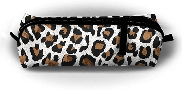 Estuche para bolígrafos de lona, diseño de leopardo, color amarillo