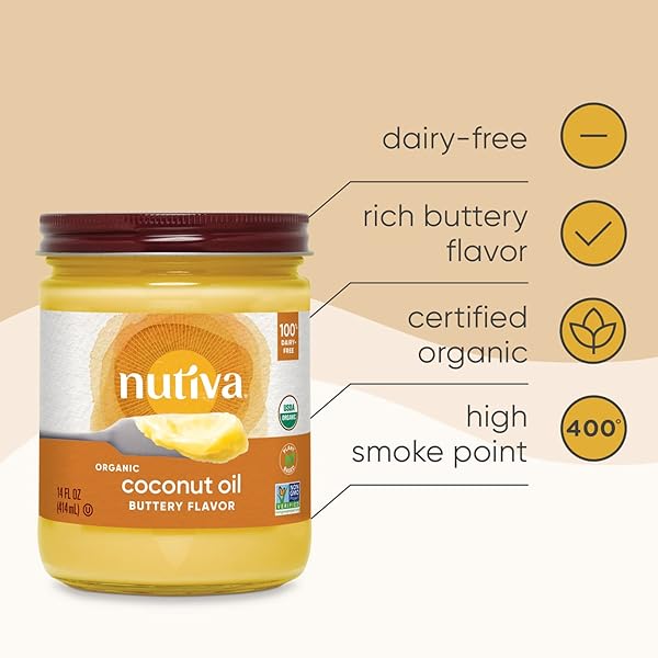 NUTIVA ORGANIC COCONUT OIL, BUTTERY FLAVOR, 14 OUNCE