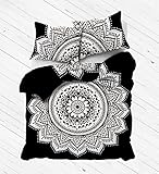 Exclusive Black and White mandala duvet cover with pillowcases By Madhu International, mandala bedding, mandala duvets, mandala bedroom decor, boho comforter cover