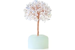 DUQGUHO Opal Healing Crystal Tree Money Tree with Natural Raw Quartz Base Feng Shui Gemstone Crystal Tree for Home Office Desk Valentines Day Decoration Gifts Reiki Luck