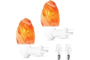 NEXTGRADE 100% Authentic 2 Pack Himalayan Salt Lamp - Hand Carved Natural Pink Crystal Rock Salt from The Himalayas, ETL Listed 360 Rotatable Wall Plug, for Bedroom Decor; 2 Extra Bulbs