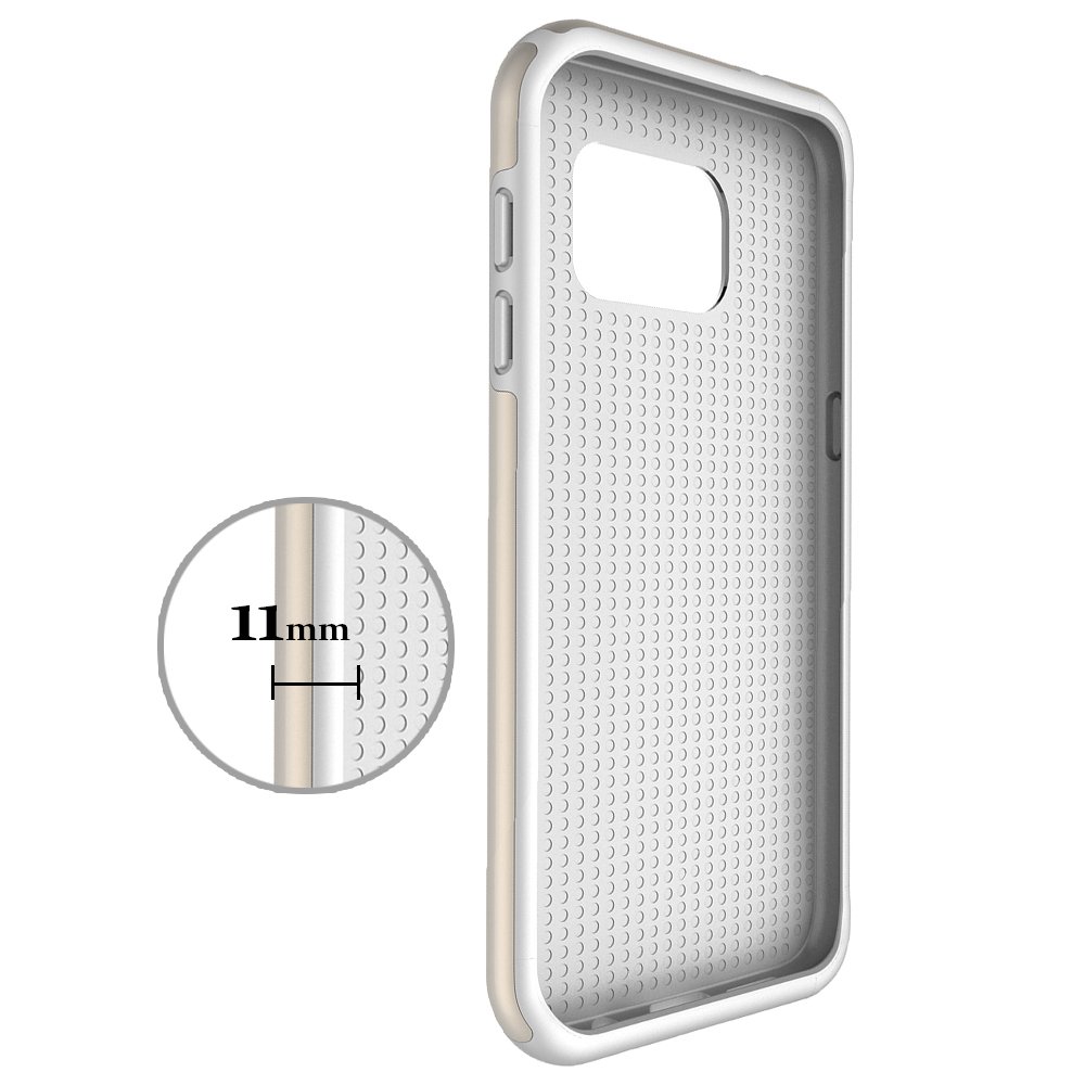 S7 Case, Galaxy S7 Case, MagicSky Slim Corner Protection Shock Absorption Hybrid Dual Layer Armor Defender Protective Case Cover for Samsung Galaxy S7 (Gold)