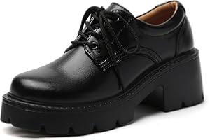 QHH Platform Oxford Shoes for Women Women's Oxfords Lace-Up Chunky Heels Womens Platform Shoes Business Casual Comfortable Dressy Office Work Ladies Womens Shoes