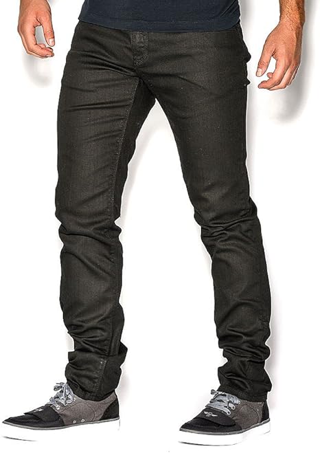 mens coated skinny jeans