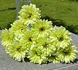 10 PCS Real Touch Latex Silk Artificial fake plastic Daisy Chrysanthemum Flowers Sun Chrysanthemum,Sunflower, Simulation Gerber, Dimorphotheca,Party Room home Decoration DIY Flower Bouquet (green)