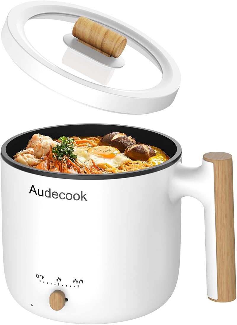 Audecook 1.5L Electric Hot Pot Non Stick Mini Cooker Shabu Skillet