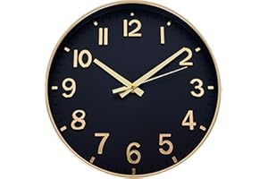 HZDHCLH Wall Clocks Battery Operated,Wall Clock Black Gold,8 inch Wall Clock Silent Non Ticking Modern 3D Numbers for Kitchen Bedroom Living Room Office Classroom Decor