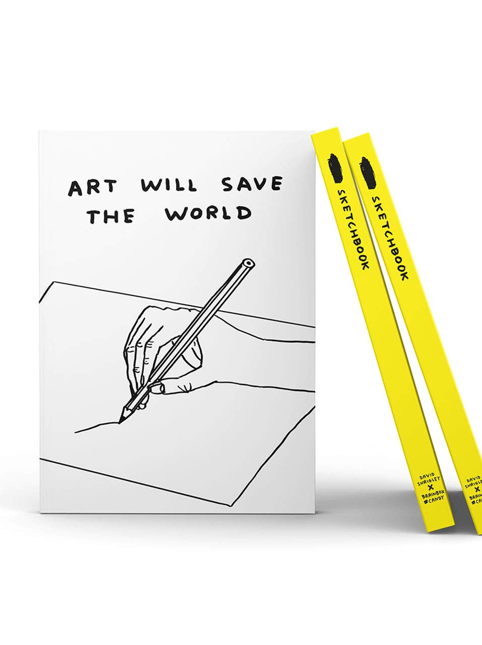 Official David Shrigley | Sketchbook | 'Art Will Save The World' | Funny Humous | Drawing Artwork | Sold by Brainbox Candy