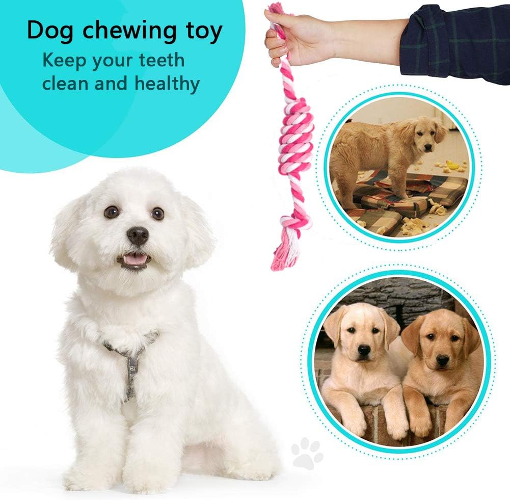 BETOY Dog Chew Toys, 4PCS Durable Dog Rope Knot Puppy Teething Cleaning Cotton Knot - Image 4