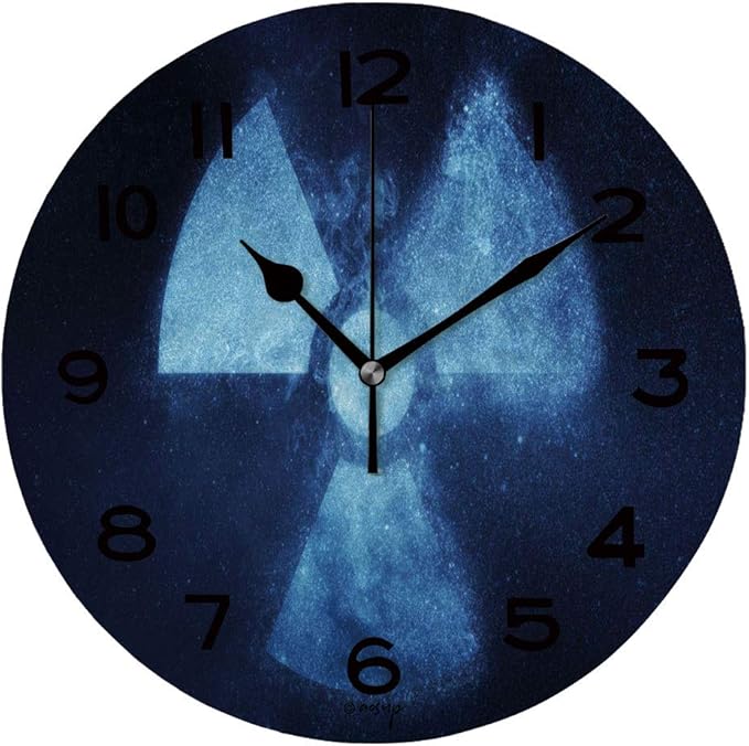 ALUONI Round Wall Clock Radiation Sign Radiation Symbol