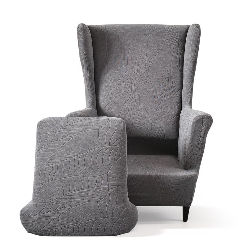 Mingfuxin Wingback Chair Covers, 2 Piece Set Stretch Armchair Sofa Slipcovers with Cushion Covers,Thicken Washable Wing Chair Slipcover Furniture Protector for Living Room Bedroom