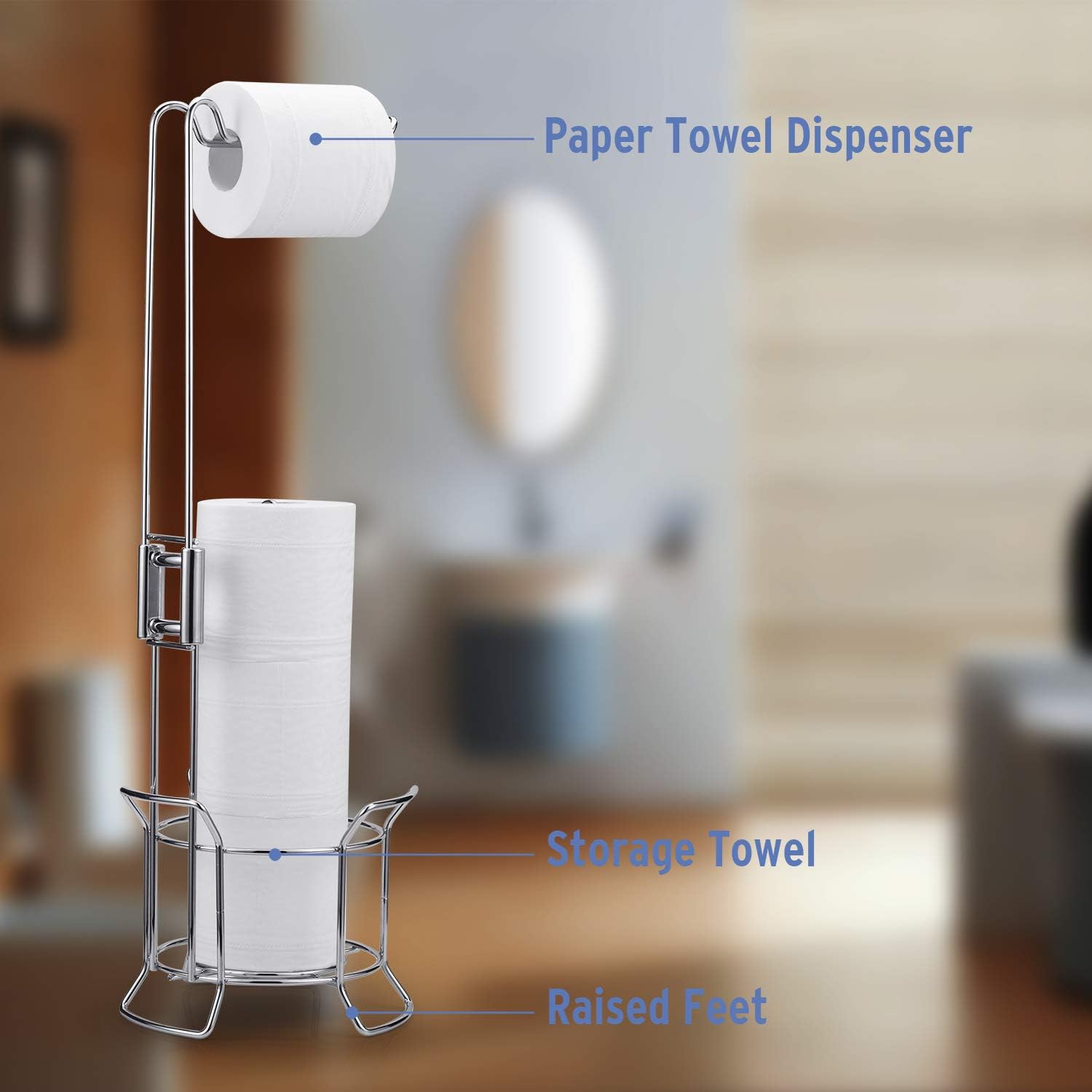AmazerBath Toilet Paper Holder Stand, Bathroom Toilet Paper Dispenser Storage for 3 Rolls of Toilet Tissue, Free Standing Toilet Paper Holder for Storage Organizing: Home & Kitchen