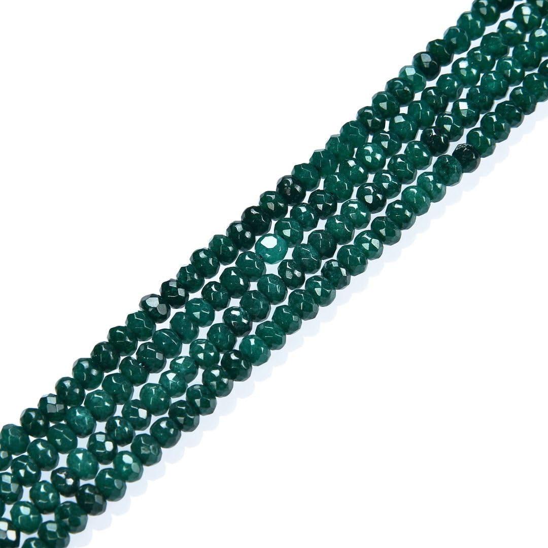 Adabele 67.5 Inch Natural Emerald Green Quartz Healing Gemstone 4mm Small Faceted Rondelle Loose Beads Gem Stone Spacer (500-525pcs) for Jewelry Making GH1R-10