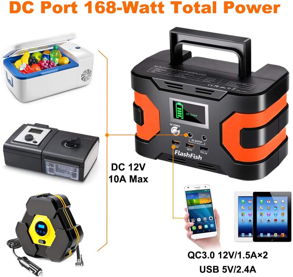 200W Peak Power Station, Flashfish CPAP Battery 166Wh 45000mAh Backup Power Pack 110V 150W Lithium Battery Pack Camping Solar Generator For CPAP Camping Home Emergency Power Supply: Home Improvement