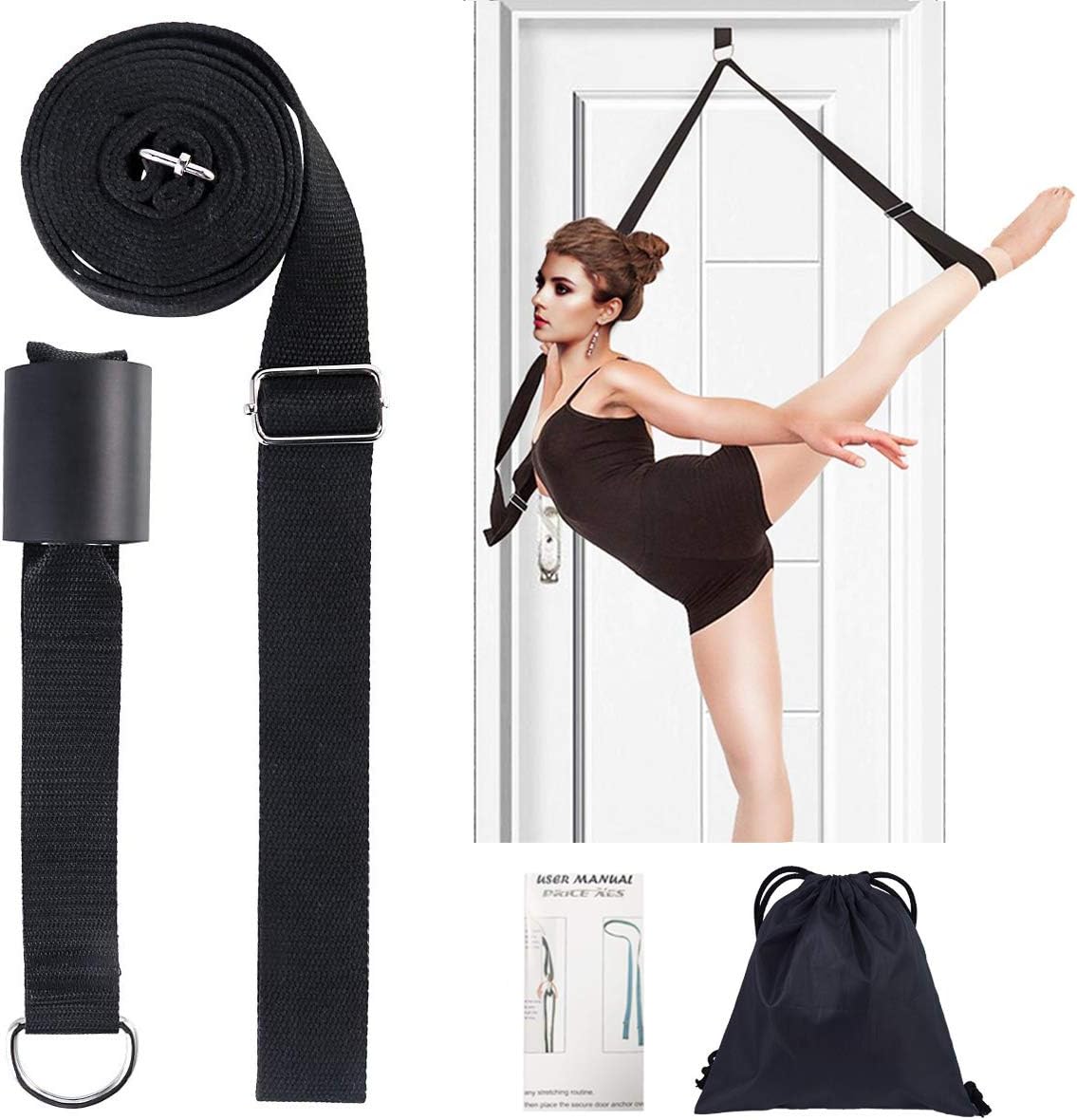 Door Flexibility & Yoga Stretching Leg Strap, 11 Loops Hamstring Stretcher Belt Resistance Exercise Band