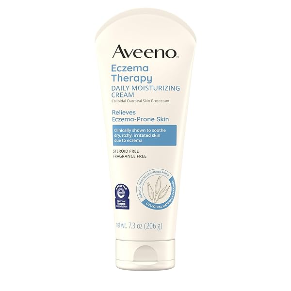 AVEENO ECZEMA THERAPY DAILY MOISTURIZING BODY CREAM FOR SENSITIVE SKIN, SOOTHING ECZEMA RELIEF CREAM, COLLOIDAL OATMEAL & CERAMIDE FOR DRY & ITCHY SKIN, STEROID- & FRAGRANCE-FREE, 7.3 OZ