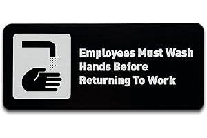 GDS ARCHITECTURAL SIGNAGE SOLUTIONS Employees Must Wash Hands Restroom Sign, Brushed Black (7"W x 3"H) - by GDS