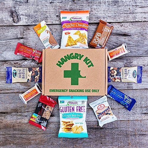 Hangry Kit Gluten-Free Snack Sampler - Care Package - Gift Pack - Variety of 12 Gluten-Free Bars, Chips, Crackers, Nuts and other tasty Snacks Included - 100%