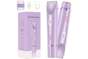 RTLVIO Dermave Bikini Shaver,2 in 1 Dual Head Bikini Trimmer & Body Shaver, Painless Hair Removal with Silky Glow Finish, Cordless & Waterproof Electric Trimmer for Women,Purple