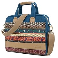 Kinmac New Bohemian-Blue Waterproof Laptop Shoulder Messenger Bag for MacBook Air 13",MacBook Pro 13",Surface Laptop 13.5",Surface Book 13.5",iPad 12.9",11 inch to 13.5 inch Laptop Briefcase