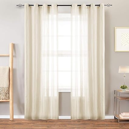 Amazon Com Striped Beige Sheer Curtains 84 Inches Long For