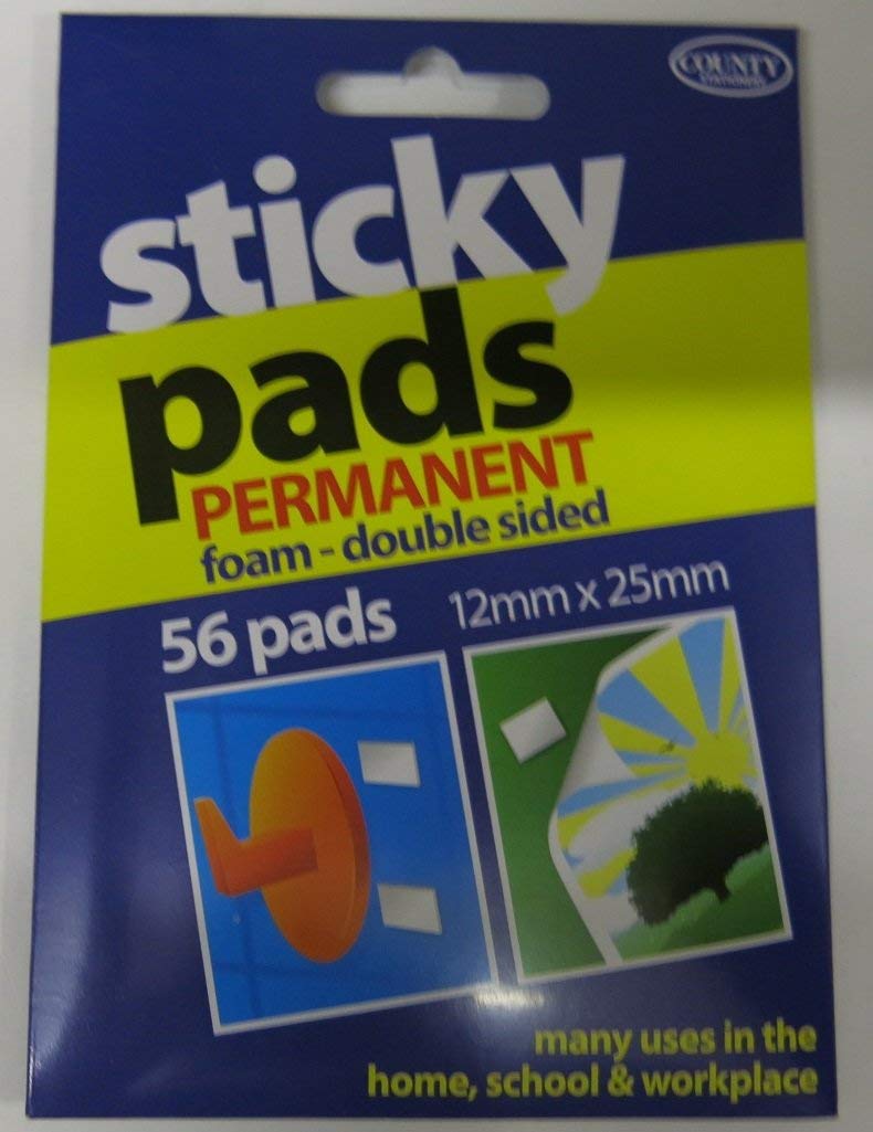 Sticky pads permanent foam - double sided 12mm X 25mm 56 pads