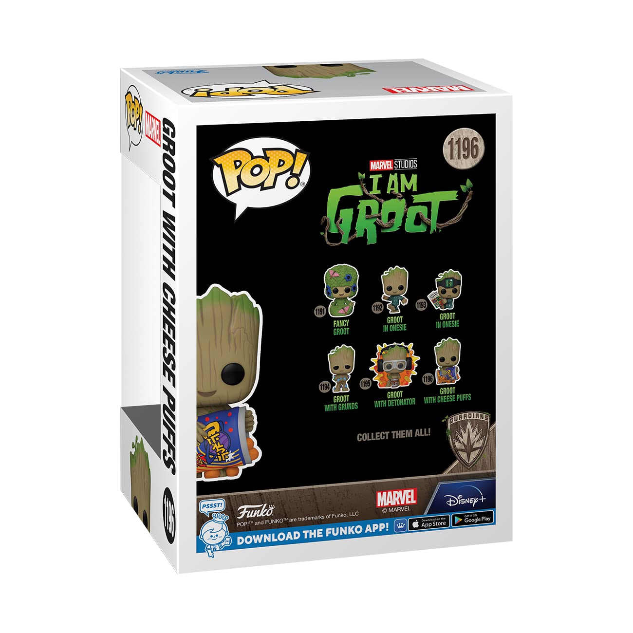 Funko POP! Marvel: Guardians of The Galaxy - Groot - 1/6 Odds for Rare Chase Variant with Cheese Puffs - Groot Shorts - Collectable Vinyl Figure - Gift Idea - Official Merchandise - for Kids & Adults