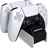 Hawksbill PS5 Dual Controller Charger, Charging Station Dock for Dual PlayStation 5 Controllers with LED Indicator, USB Type C Charger, White