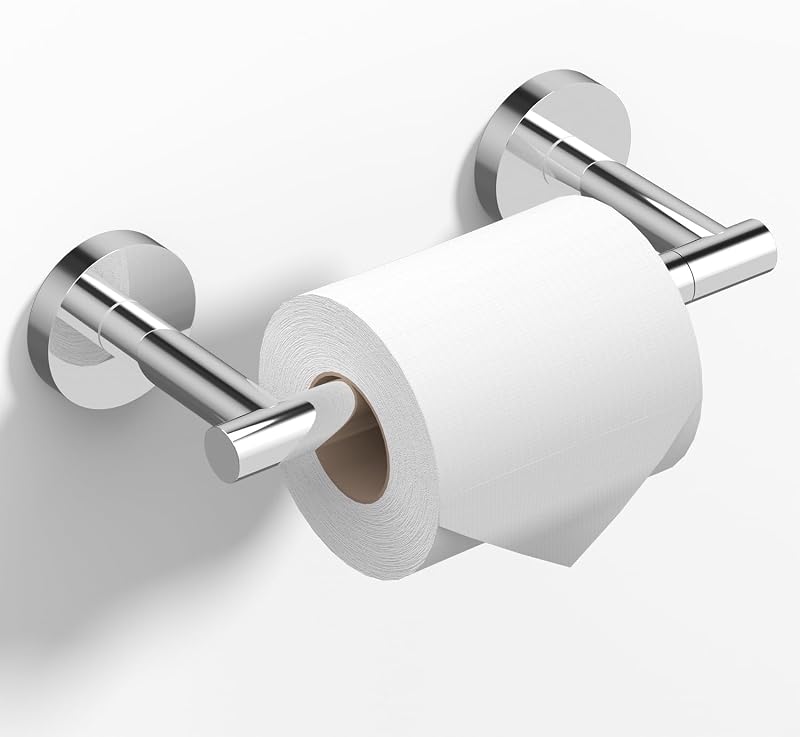 HITSLAM Chrome Wall Mount Double Post Pivoting Toilet Paper Holder SUS304