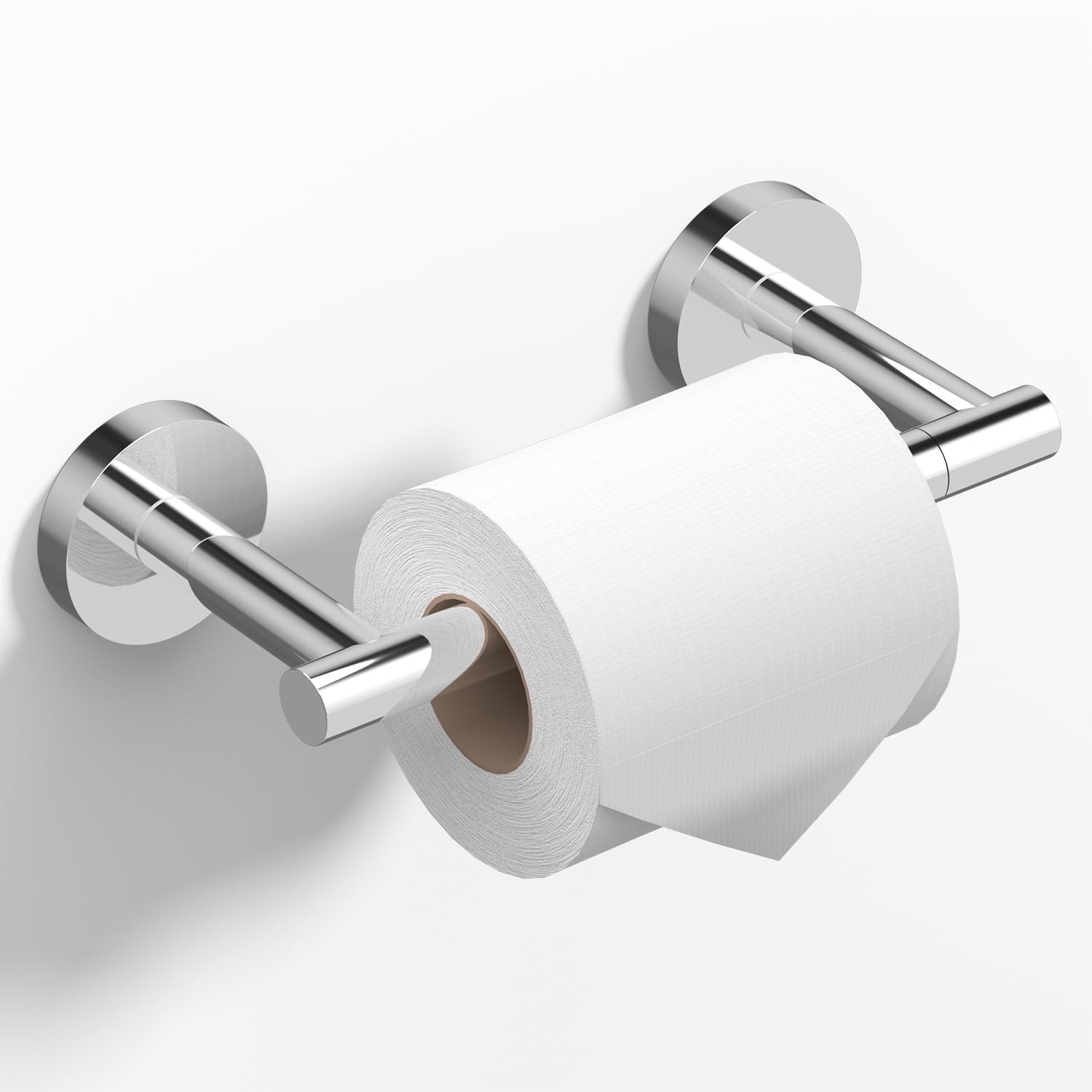 HITSLAM Chrome Toilet Roll Holder Wall Mounted, Double Post Pivoting Toilet Paper Holder, SUS304 Stainless Steel Toilet Tissue Holder, Toilet Accessories for Bathroom, Kitchen, Washroom