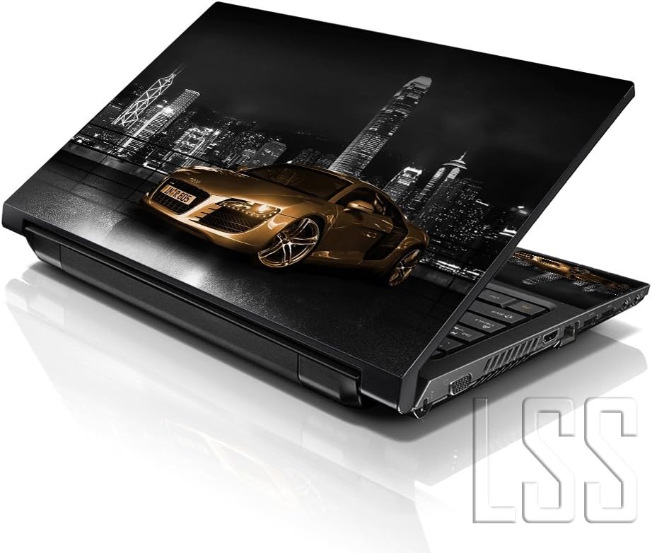 LSS Laptop 15 15.6 Skin Cover with Colorful Gold Audi Car Pattern for HP Dell Lenovo Apple Asus Acer Compaq - Fits 13.3