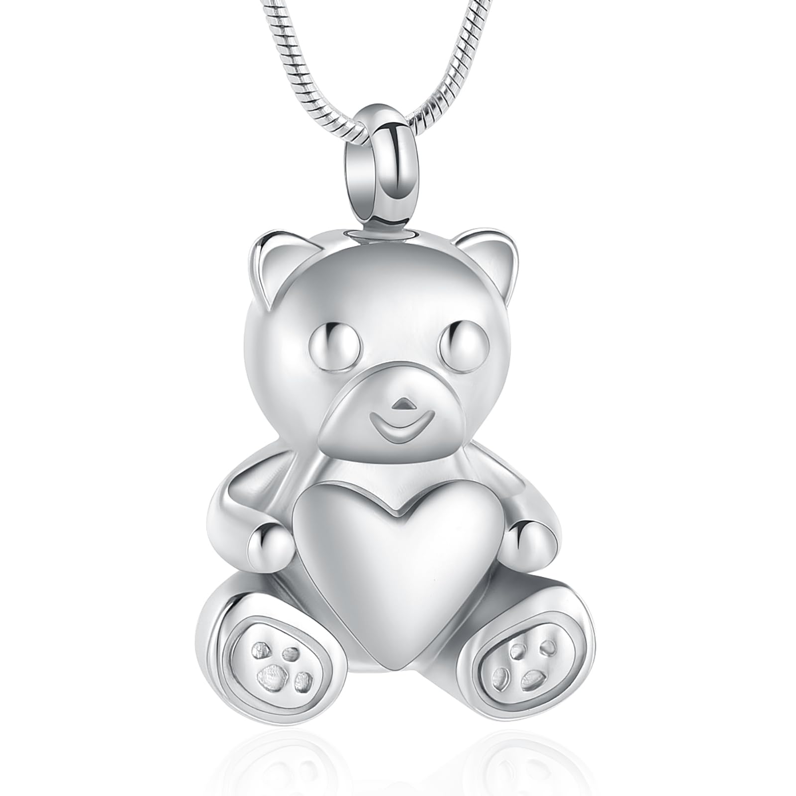 Cremation Jewelry - Teddy Bear Urn Necklace for Men Women with Mini Keepsake Urn Memorial Ash Jewelry