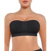FeelinGirl Strapless Bra for Women Seamless Wireless Bralette - Strapless Support, Adjustable & Padded, Full Coverage, Comfort & Support Design,Black Medium