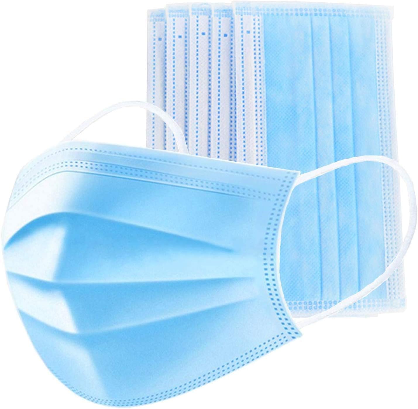 3-Ply Filter Face Masks, Anti-Spitting Facial Masks with Adjustable Earloop - Great for Mouth and Nose Protection