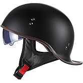 FVCNGP Motorcycle Retro Half Helmet DOT Approved Adult Men Women Vintage German Style Half Face Skull Cap Helmets for Scooter Moped Cruiser Chopper ATV Motorbike Baseball Cap with Visor Goggles