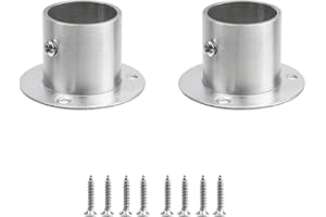 Geesatis 2PCS Closet Rod Flange High Flange Holder for Wardrobe Holder Rod, with Mounting Screws, Stainless Steel, Pipes Fit Diameter 1.26"