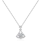DAKKXN Moissanite Necklace, 1.12CTTW D Color VVS1 Moissanite, Sterling Silver Plated 18K White Gold, Women's Classic Chain Necklace, 18-20 inches, Gift Boxed