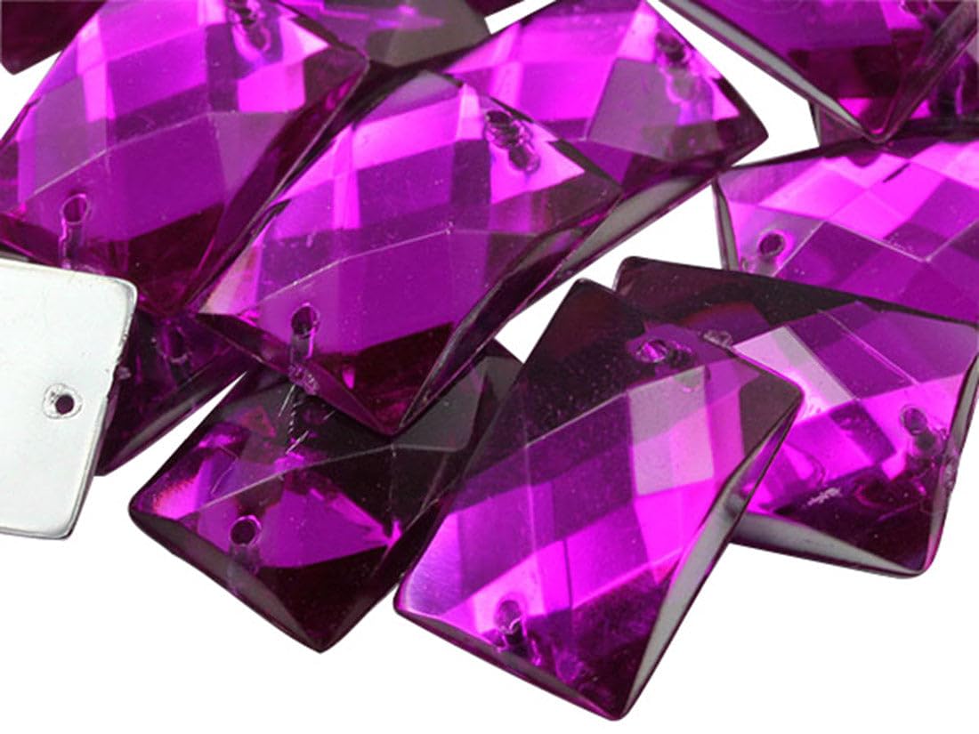 Allstarco 18x13mm Pink Fuchsia CH21 Flat Back Rectangle Sew On Beads for Crafts Plastic Acrylic Rhinestones with Holes for Sewing, Clothing Embelishments, Costume Cosplays 45 Pieces โ image 1