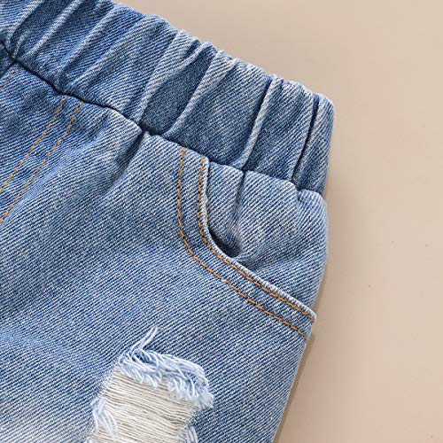 Baby Girl Summer Outfits Set Short Sleeve T-Shirt Tops Denim Shorts Set 2pcs Infant Girl Clothes 12-18 Months - Thumbnail 5