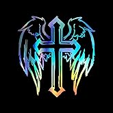 Cross with Wings Decal Vinyl Sticker Auto Car Truck Wall Laptop | Holographic | 5" x 5.5"
