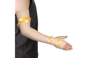 Ailaka Lymphedema Compression Arm Sleeve（Single） with Gauntlet for Men Women, 20-30 mmHg Medical Compression Arm Sleeve