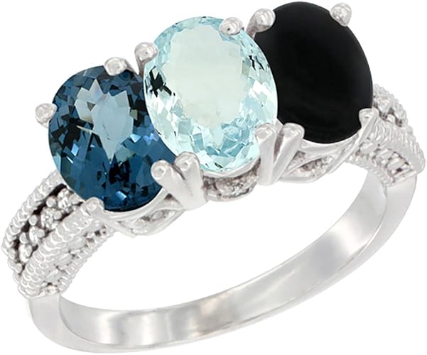 Amazon Com 14k White Gold Natural London Blue Topaz Aquamarine Black Onyx Ring 3 Stone 7x5 Mm Oval Diamond Accent Sizes 5 10 Jewelry Amazon Com 14k White Gold Natural London Blue Topaz Aquamarine Black Onyx Ring 3 Stone 7x5 Mm Oval Diamond Accent Sizes 5 10 Jewelry