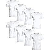 IZOD Men's Undershirts - 8 Pack Breathable Short Sleeve V Neck White Shirt - Cotton Undershirts for Men (S-XL)