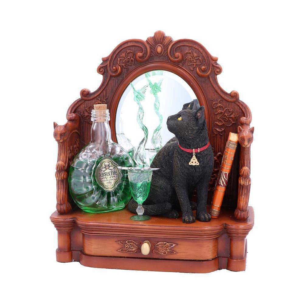 Nemesis Now B4955R0 Lisa Parker Absinthe Cat and Green Fairy Figurine, 21.5cm