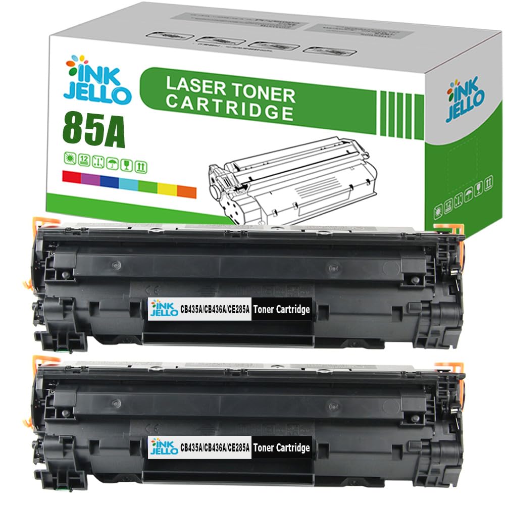 InkJello Toner Cartridge For Printer, Compatibile with HP LaserJet Pro M1132 MFP M1212nf M1214nfh M1217nfw P1100 P1102 P1102w P1104 P1104w CE285A CRG-725 (Black, 2-Pack)