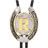 HUABOLA CALYN Bolo Tie for Men- Golden Initial Letter ABCDMJR to Z Western Cowboy Bolo Tie for Women